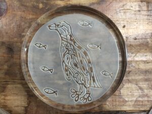 ガラス製ペンギンのペーパーウェイト