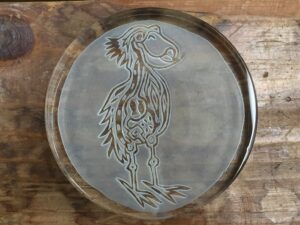 ガラス製ハシビロコウのペーパーウェイト